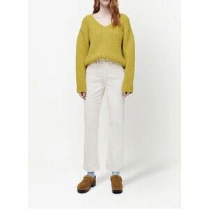 Re/Done Beige 100% Cotton Flared Cropped Corduroy Trousers Pants Women Size 27